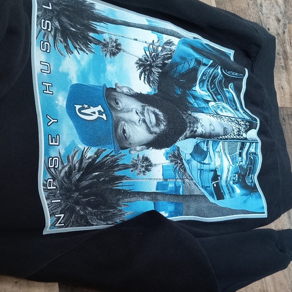 Nipsey Hustle All over Back Print Black Pullover Hoodie Sz Large Men - Picture 12 of 16